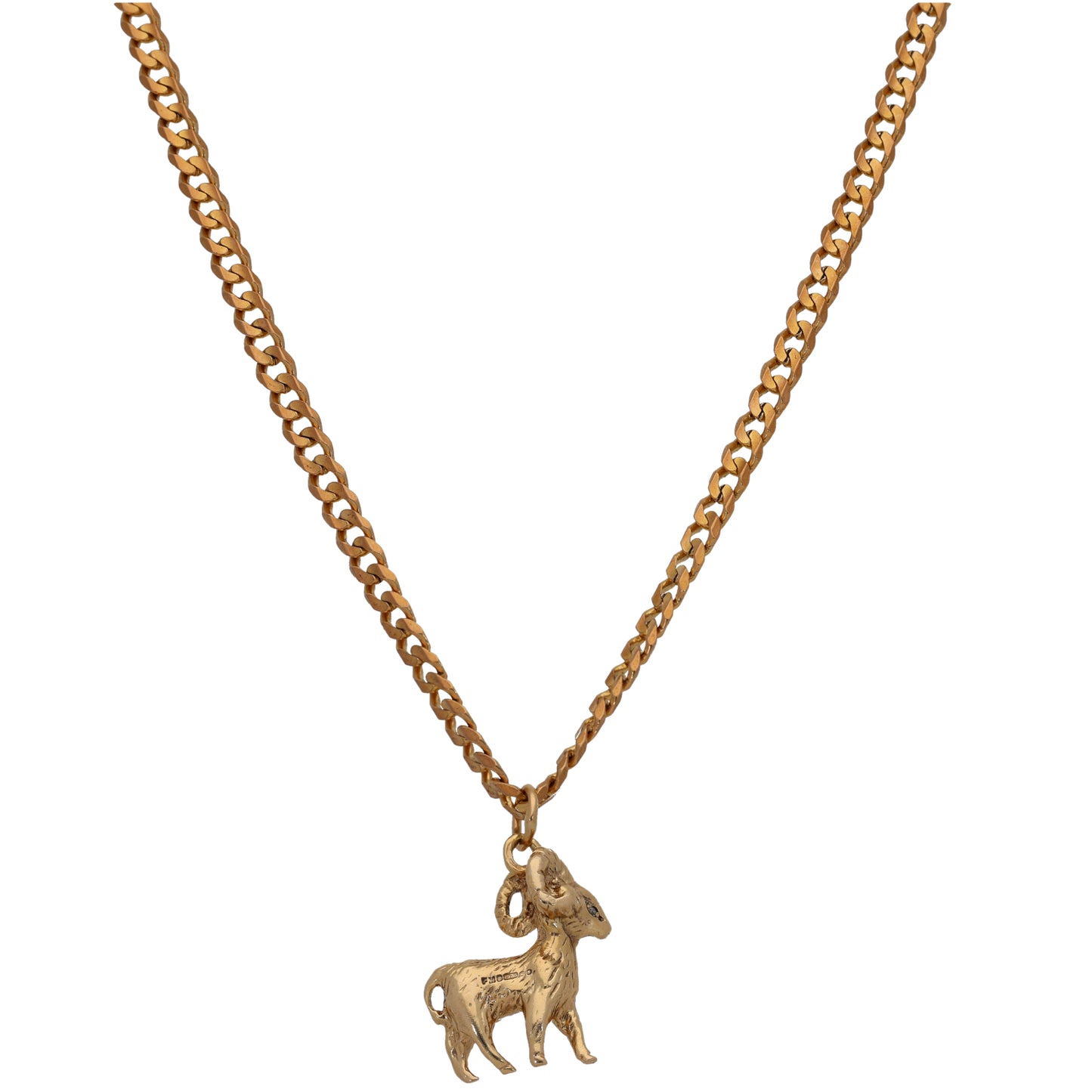 9ct Gold Ram Pendant With Chain