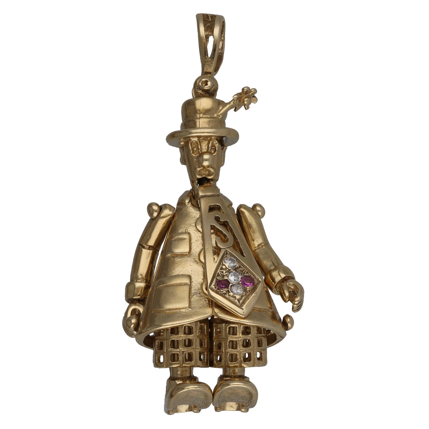 9ct Gold Imitation Gems Clown Pendant