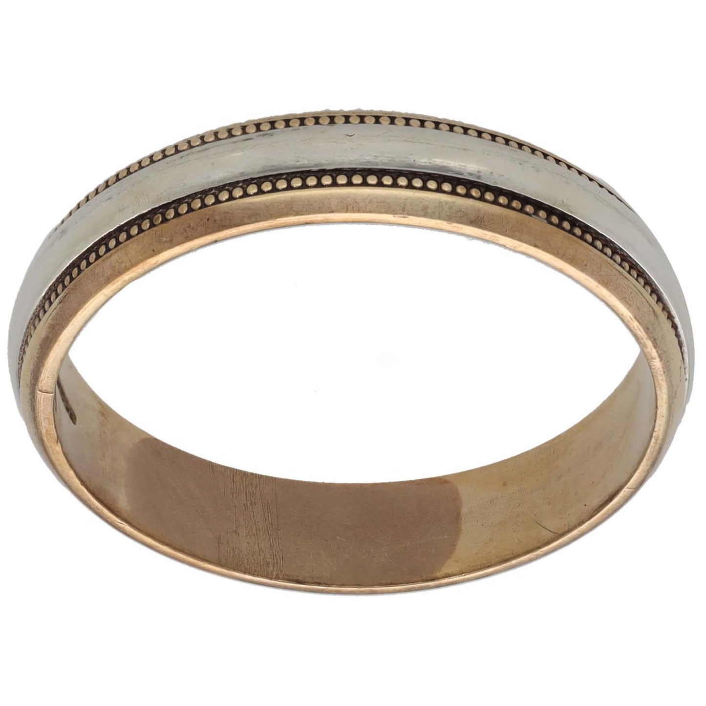 9ct Bi-Colour Gold Patterned Wedding Ring Size W