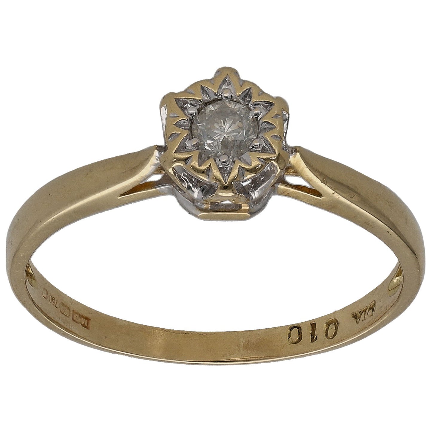 18ct Gold 0.10ct Diamond Solitaire Ring Size M