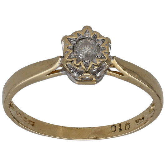 18ct Gold 0.10ct Diamond Solitaire Ring Size M