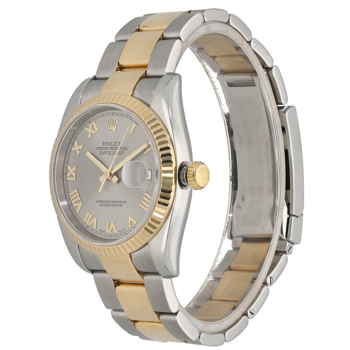 Rolex Datejust 116233 36mm, grey dial with bi-colour case and bracelet in stainless steel and 18ct yellow gold, front angle image