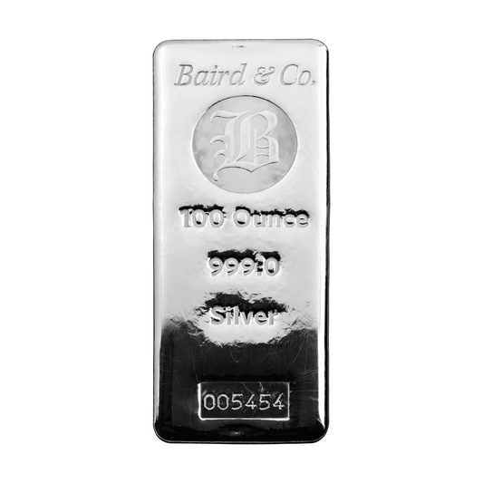 New Baird & Co Fine Silver 100oz Cast Bar
