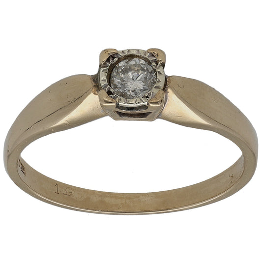 9ct Gold 0.15ct Diamond Solitaire Ring Size O