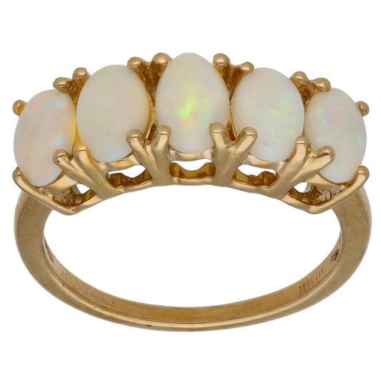 9ct Gold Opal Half Eternity Ring Size L