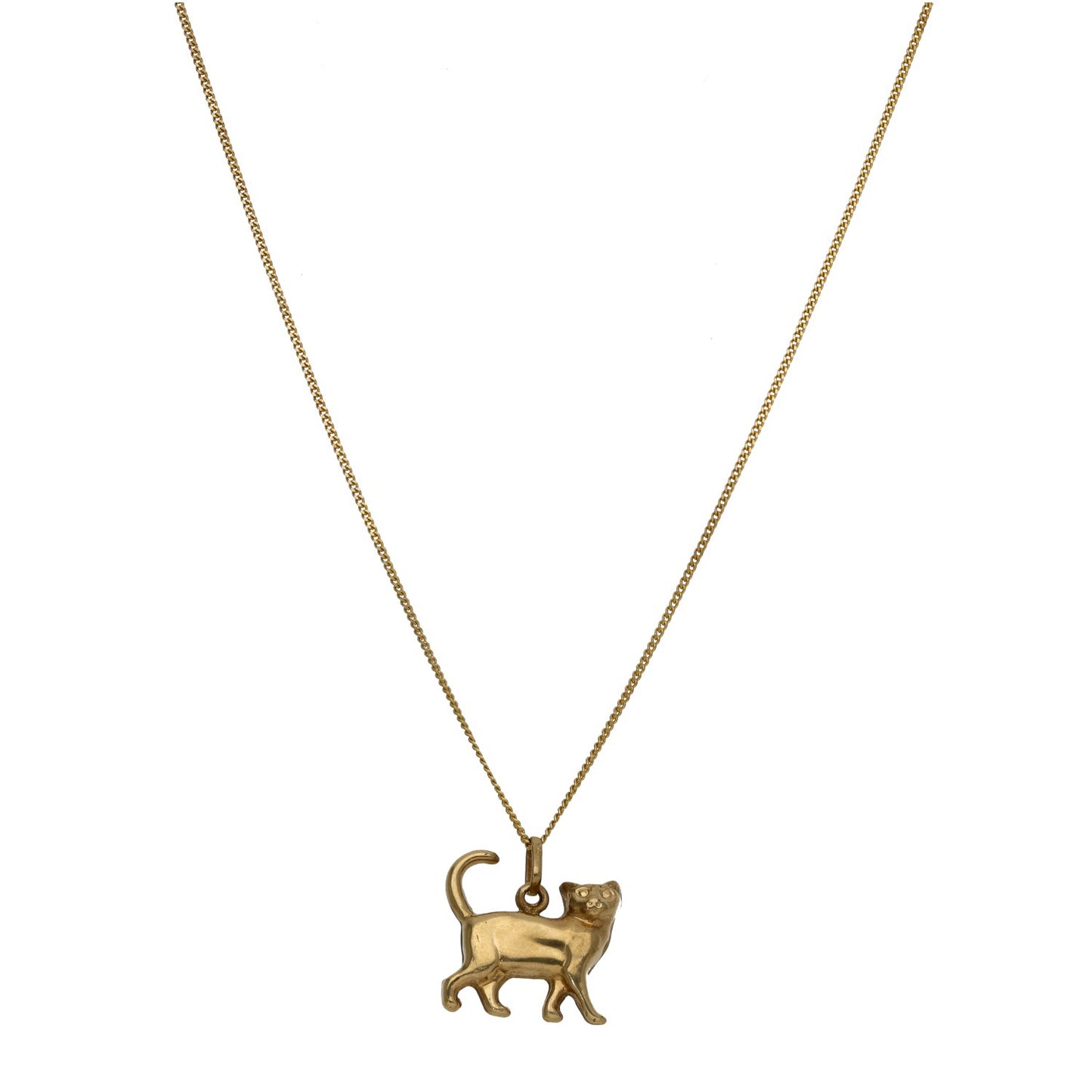 9ct Gold Cat Pendant With Chain