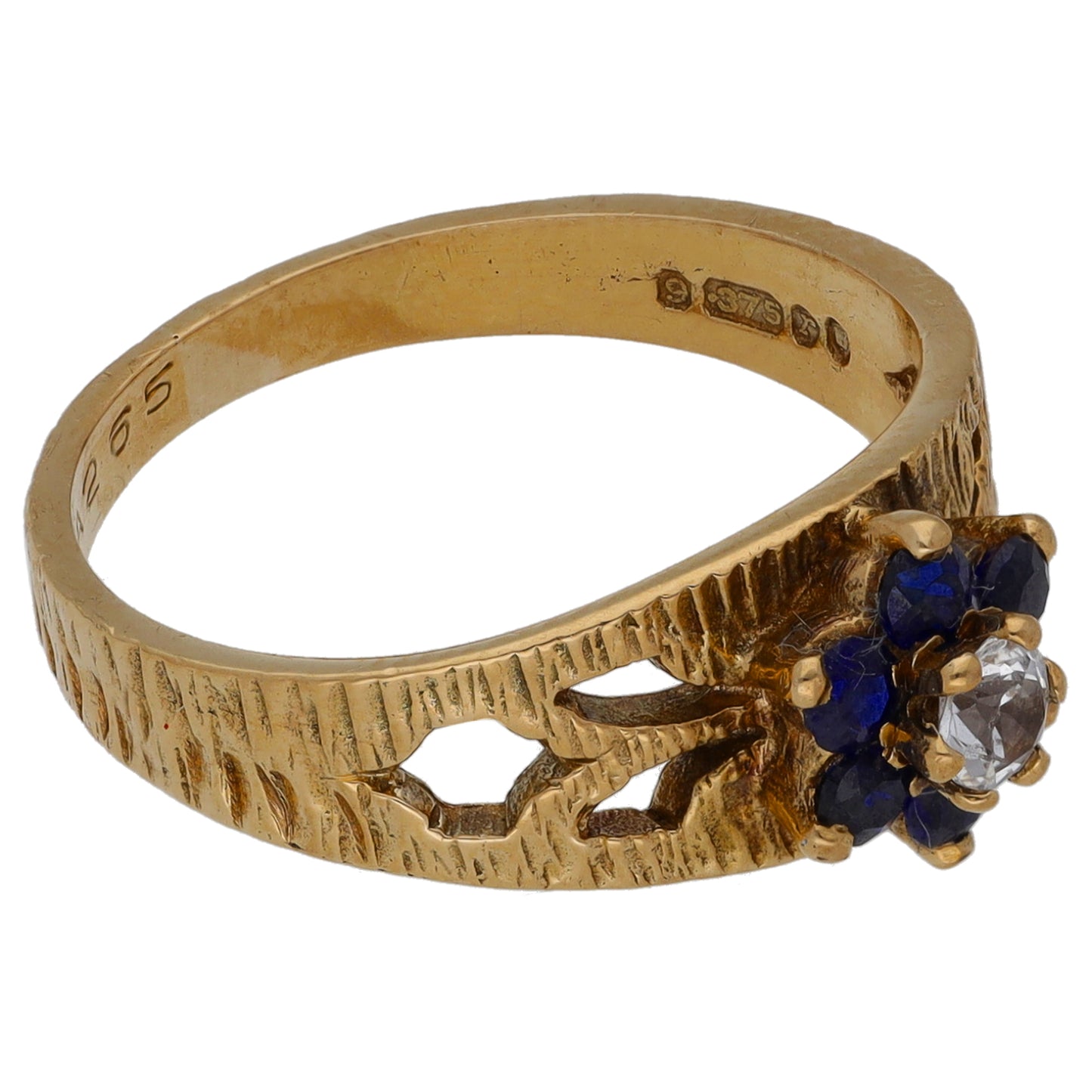 9ct Gold Imitation Gems Cluster Ring Size M