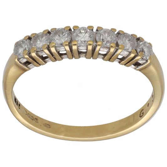 18ct Gold 0.50ct Diamond Half Eternity Ring Size M