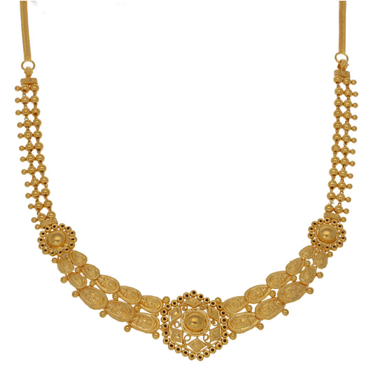 New 22ct Gold Filigree Medallion Necklace 16"