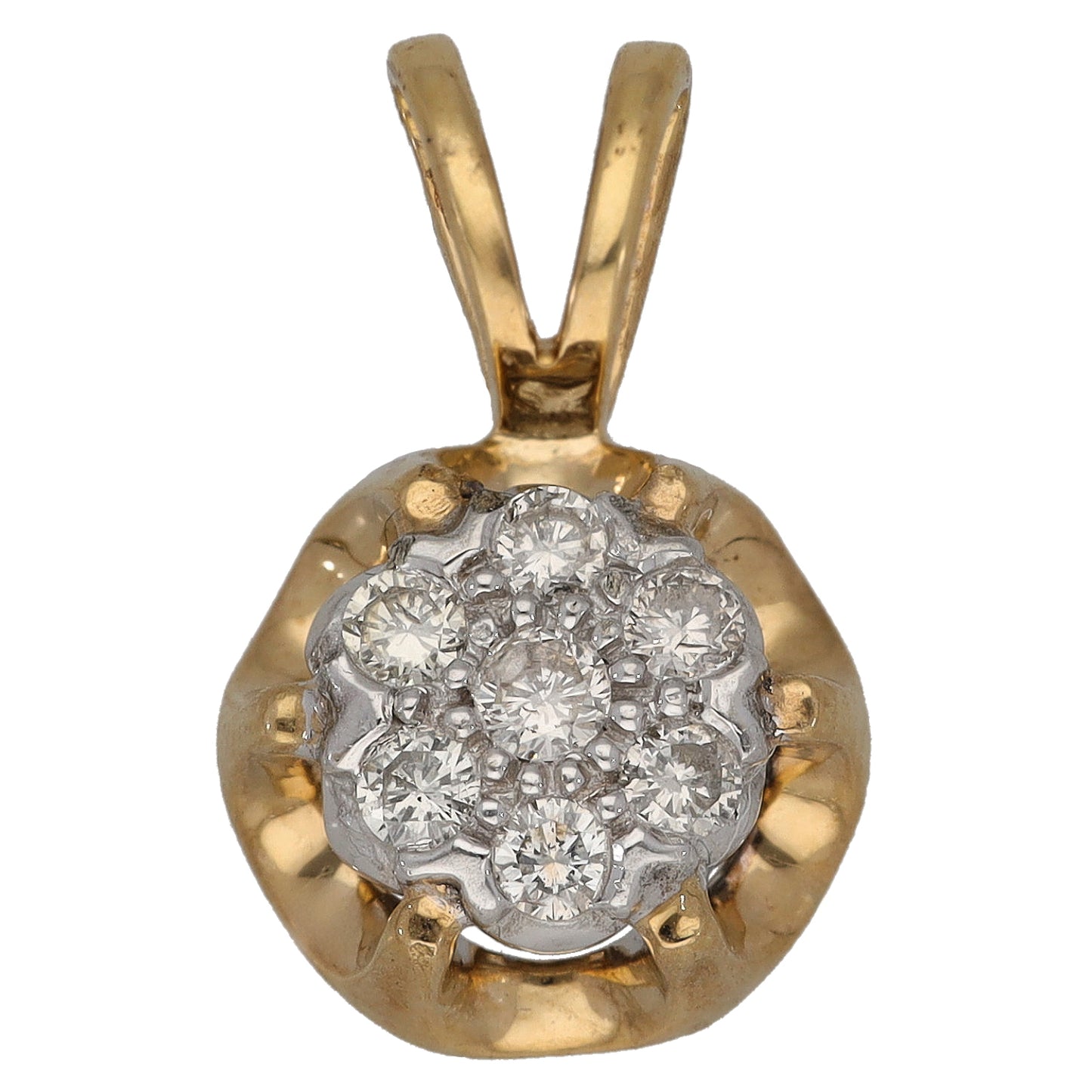 9ct Gold 0.25ct Diamond Cluster Pendant