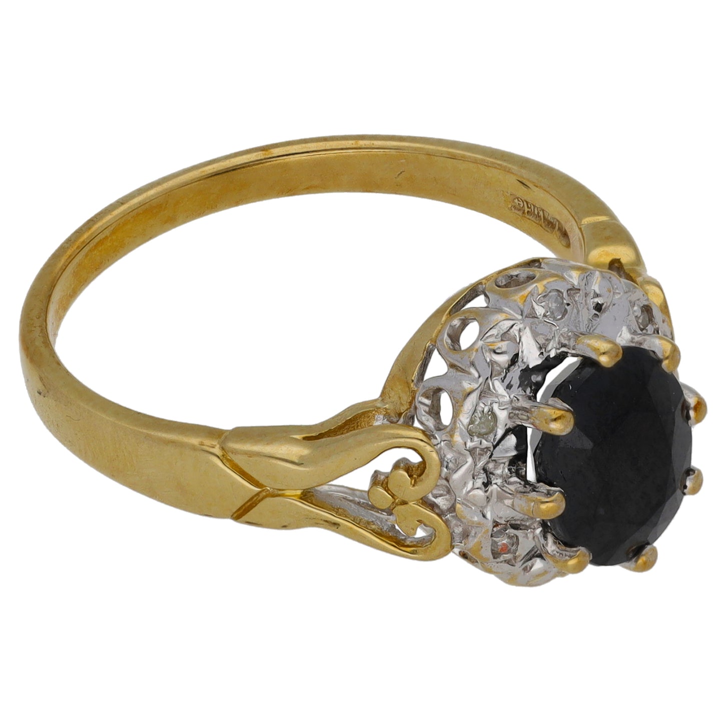 9ct Gold 0.03ct Diamond & Sapphire Dress/Cocktail Ring Size P