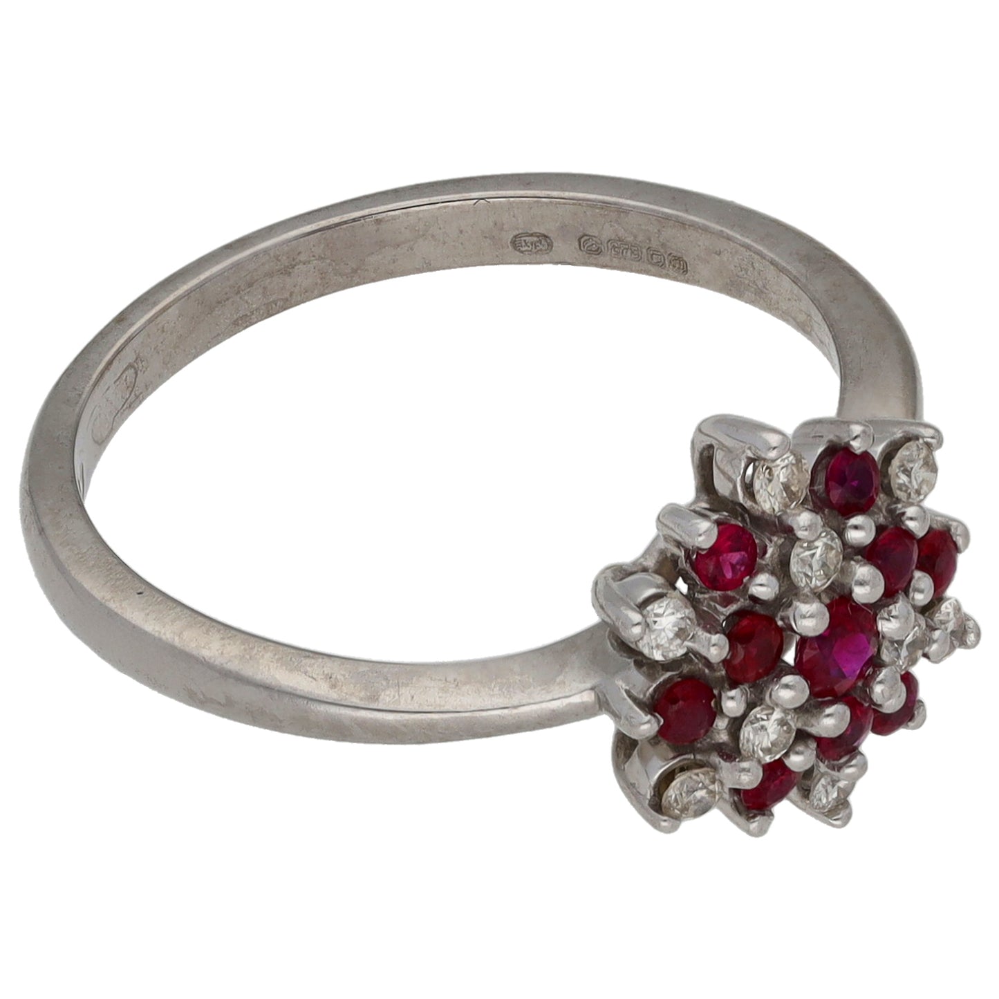 9ct White Gold Ruby Dress/Cocktail Ring Size Q