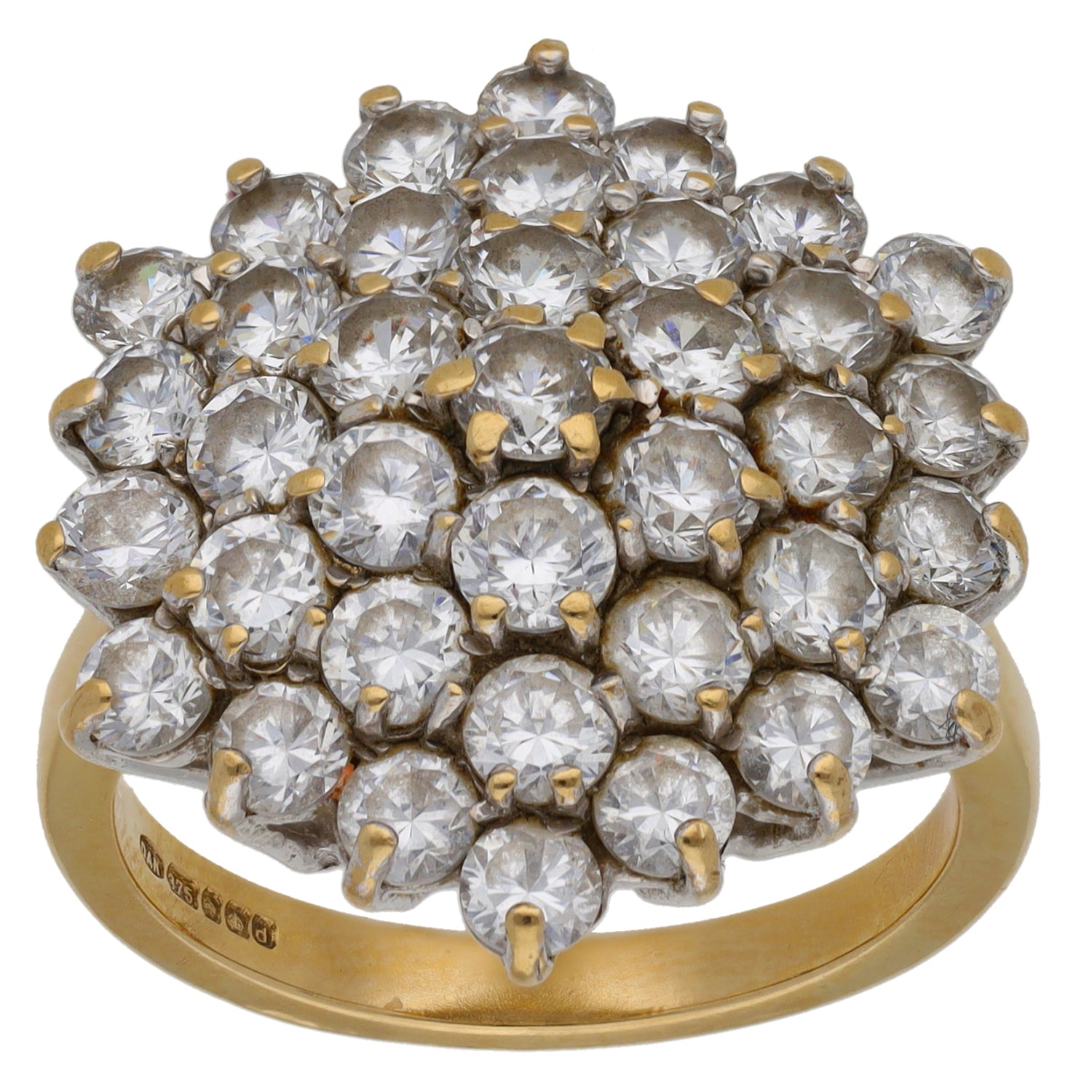 9ct Gold Cubic Zirconia Cluster Ring Size T | H&T