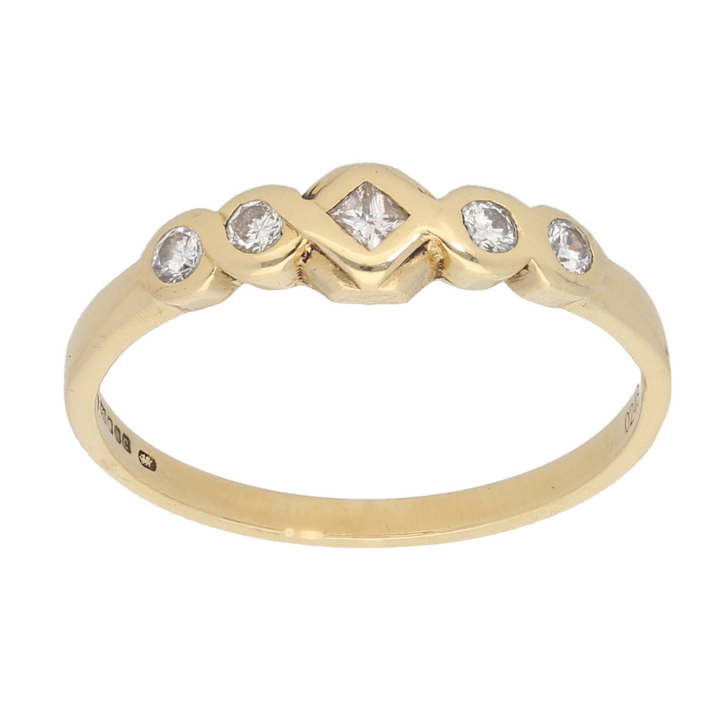 18ct Gold 0.05ct Square Cut Diamond & 0.03ct Round Cut Diamond Ladies Other Branded Ring