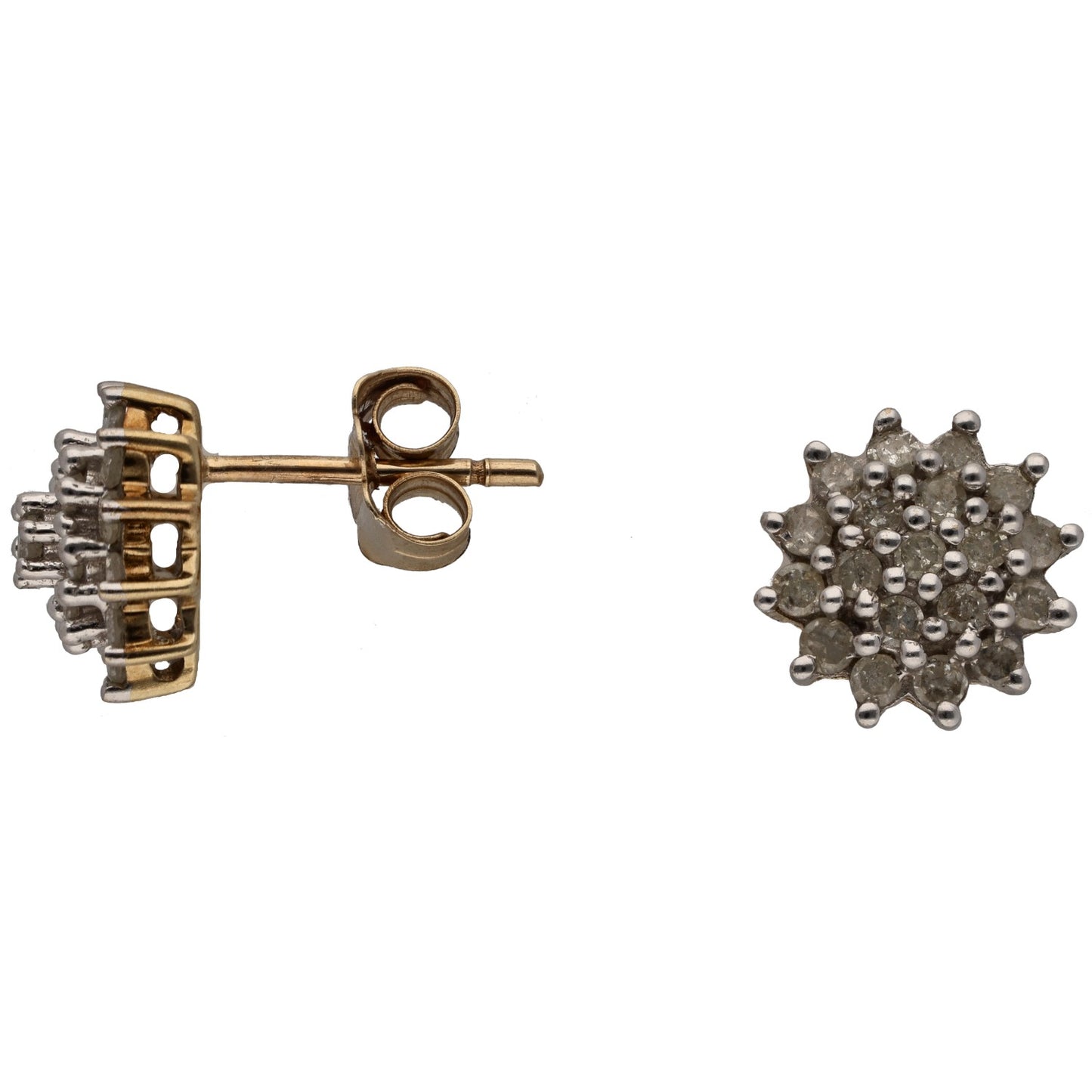9ct Gold 0.40ct Diamond Cluster Earrings