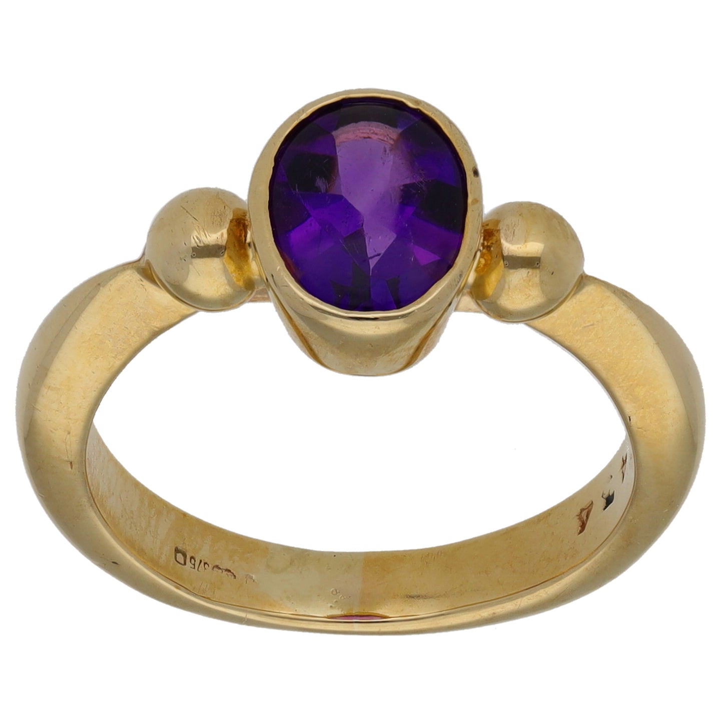 9ct Gold Amethyst Single Stone Ring Size M