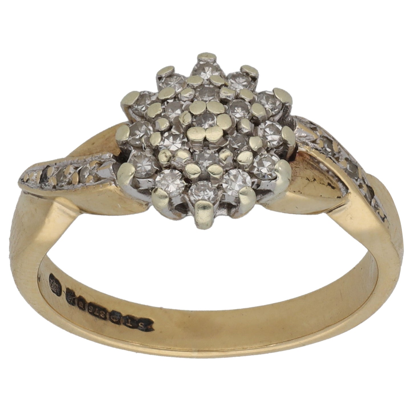 9ct Gold 0.22ct Diamond Cluster Ring Size K