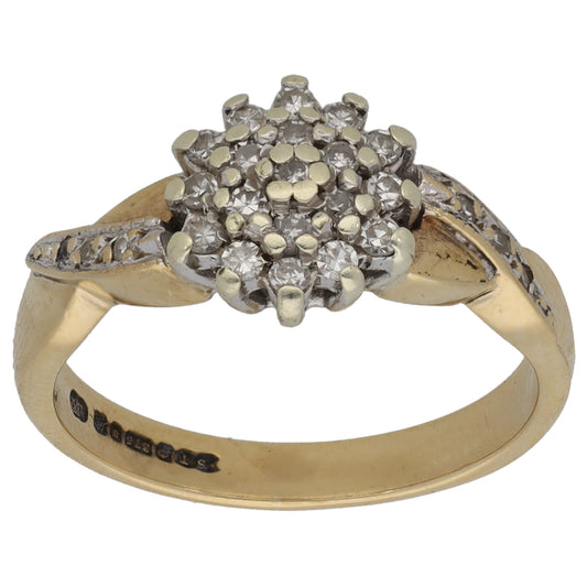 9ct Gold 0.22ct Diamond Cluster Ring Size K