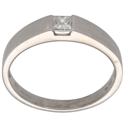 9ct White Gold 0.20ct Diamond Solitaire Ring Size P
