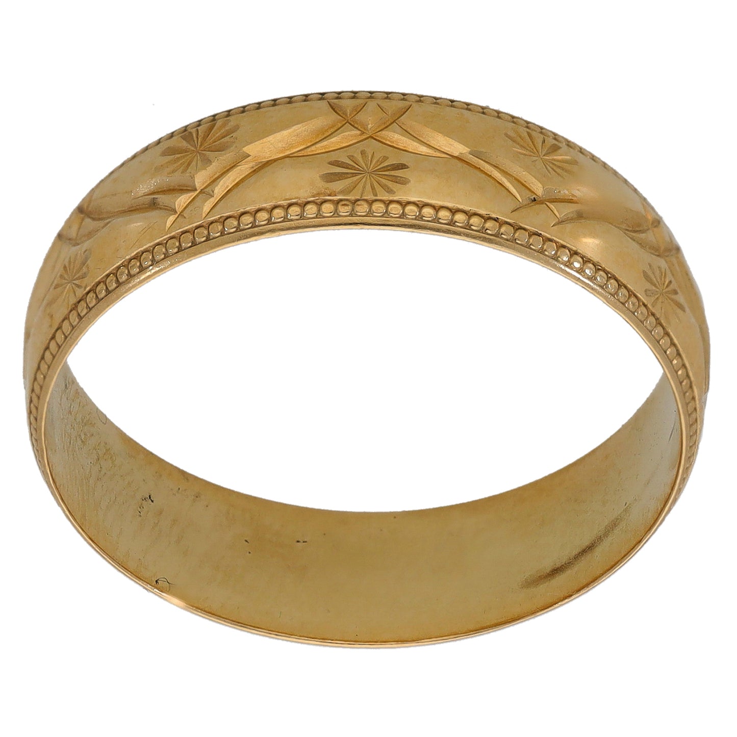 9ct Gold Patterned Wedding Ring Size W