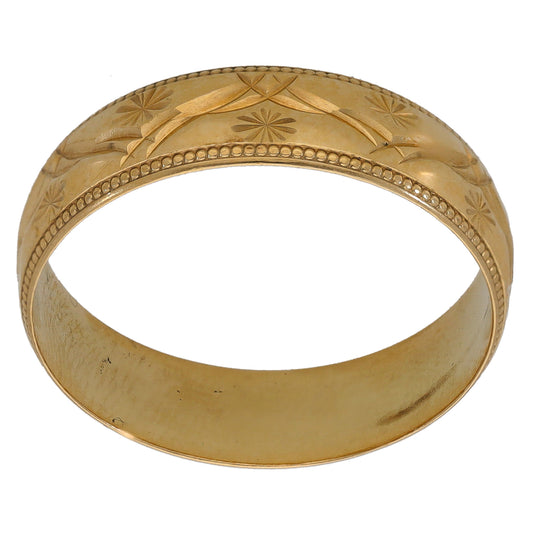 9ct Gold Patterned Wedding Ring Size W