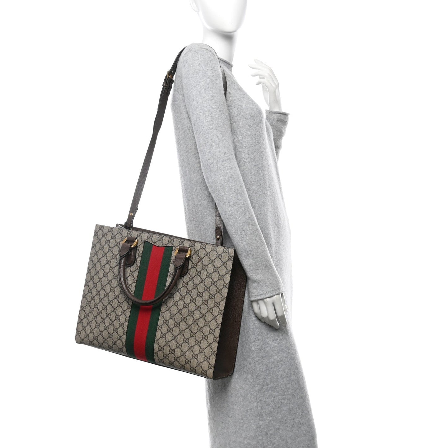 Gucci Animalier Web Top Handle Coated Canvas Bag - Beige