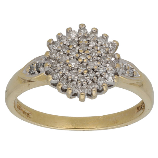 9ct Gold 0.25ct Diamond Cluster Ring Size M