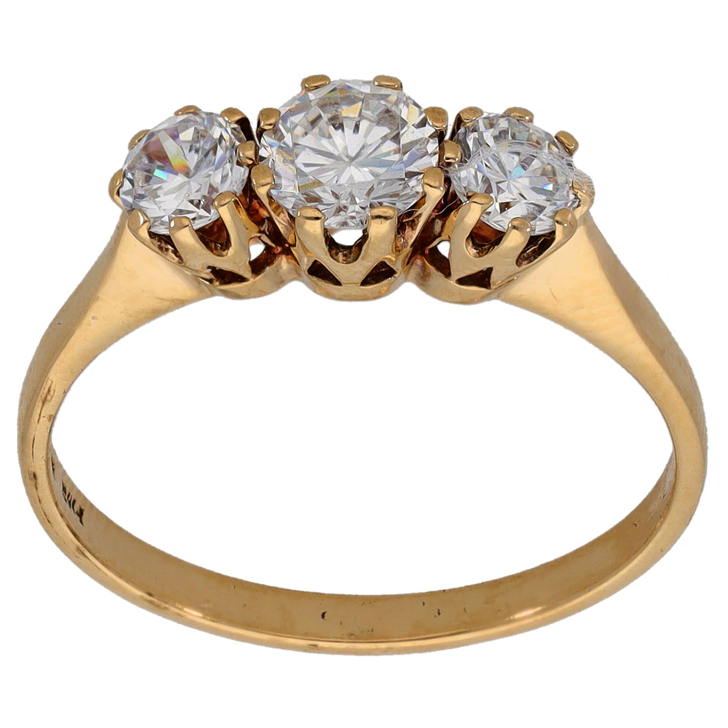 9ct Gold Cubic Zirconia Trilogy Ring Size P