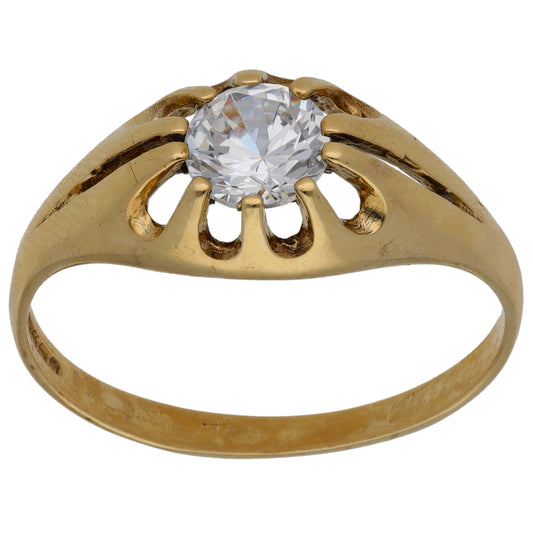 9ct Gold Cubic Zirconia Single Stone Ring Size U