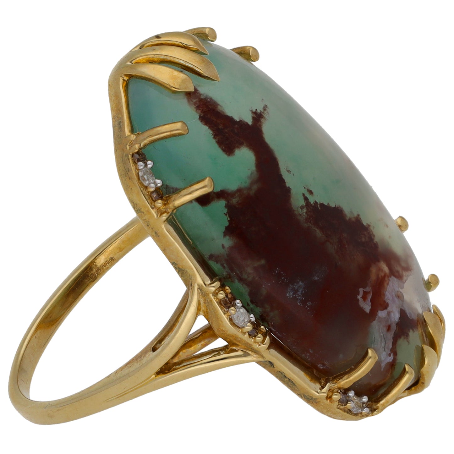 9ct Gold Aquaprase & 0.03ct Diamond Dress/Cocktail Ring Size O