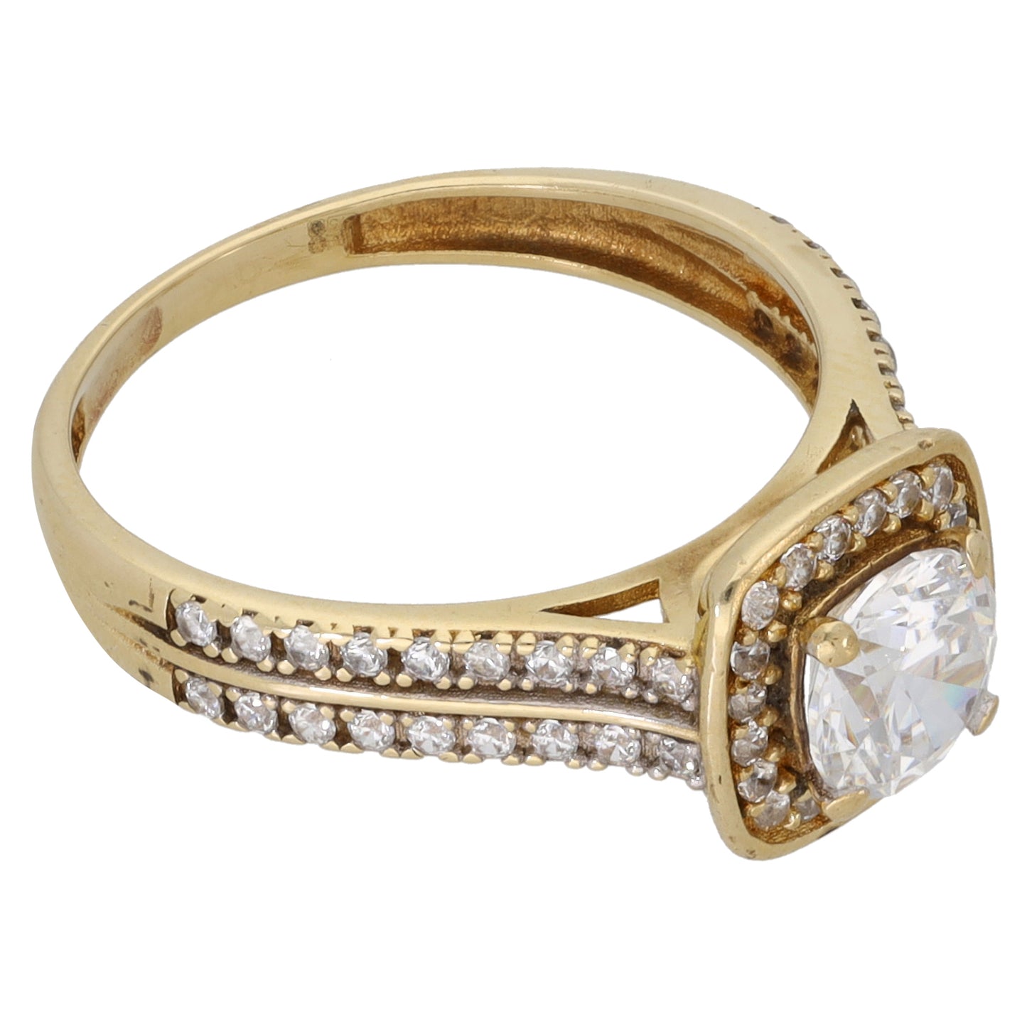 9ct Gold Cubic Zirconia Halo Ring Size M