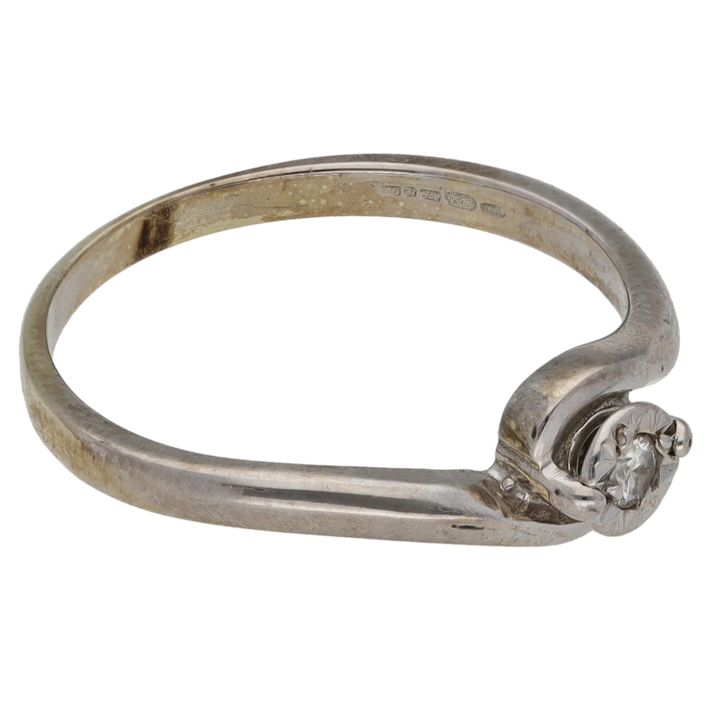 9ct White Gold 0.03ct Diamond Solitaire Ring Size M