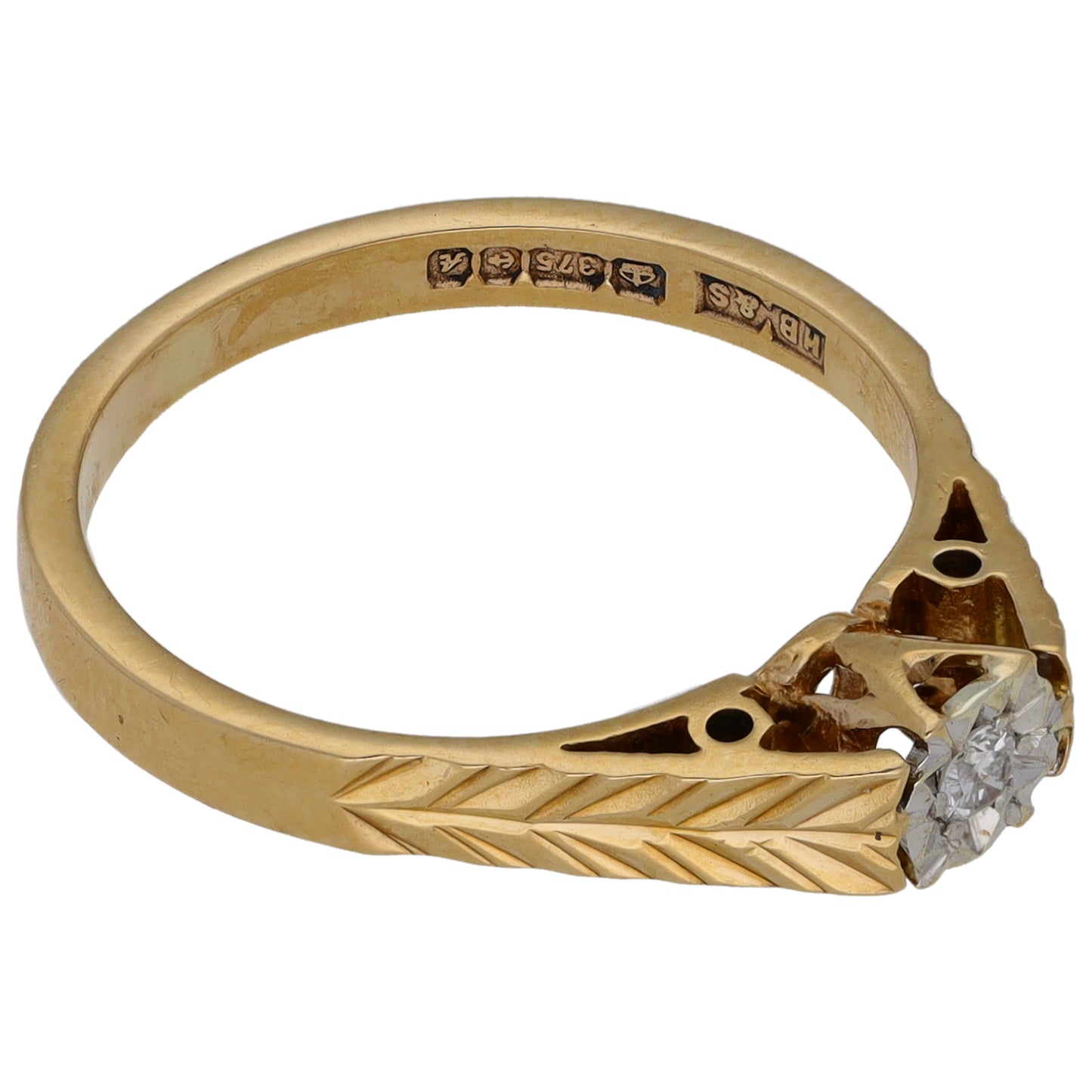 9ct Gold 0.04ct Diamond Solitaire Ring Size L
