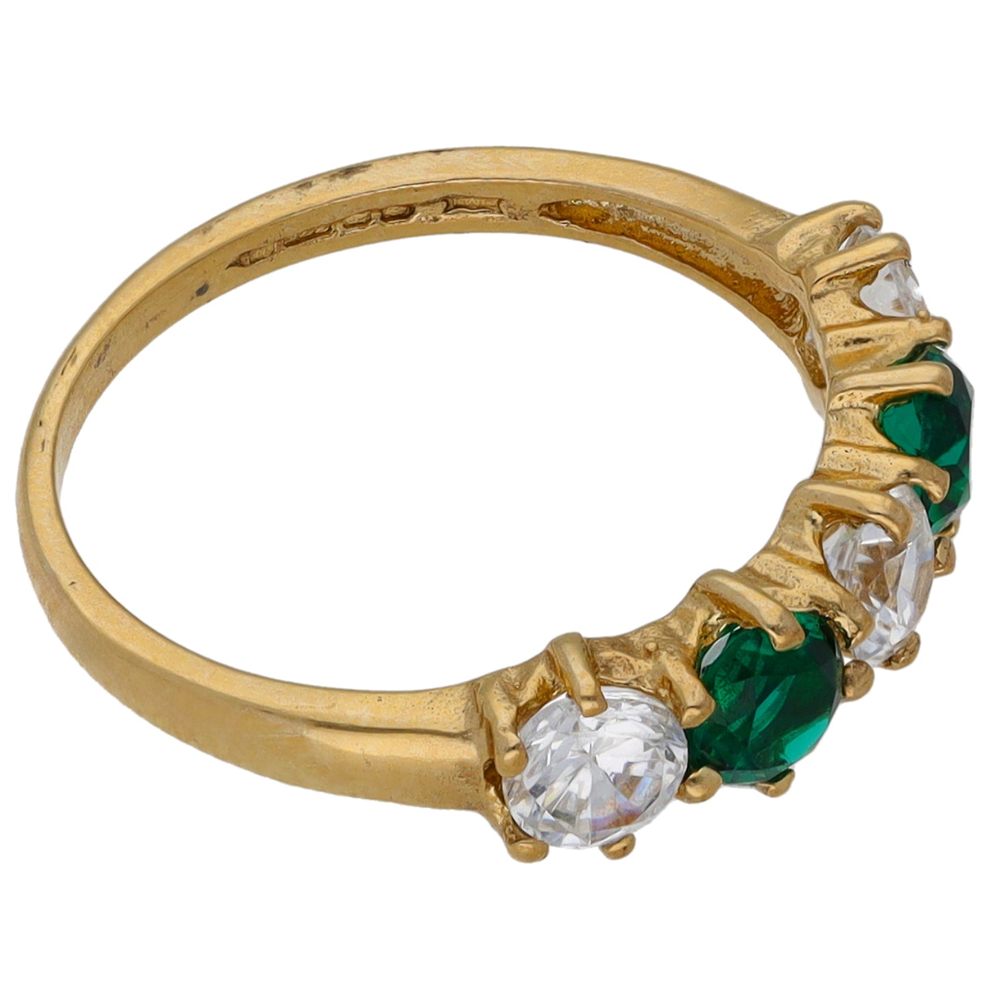 9ct Gold Imitation Gems Half Eternity Ring Size Q
