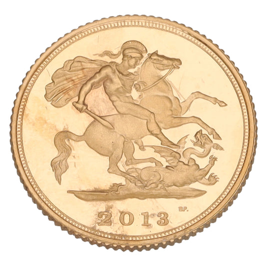 22ct Gold Queen Elizabeth Half Sovereign Coin 2013