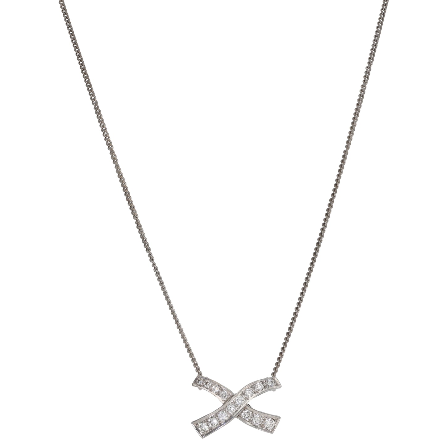 18ct White Gold 0.23ct Diamond Dress/Cocktail Pendant With Chain