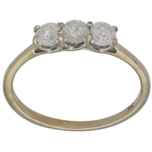 9ct White Gold 0.60ct Diamond Trilogy Ring Size O