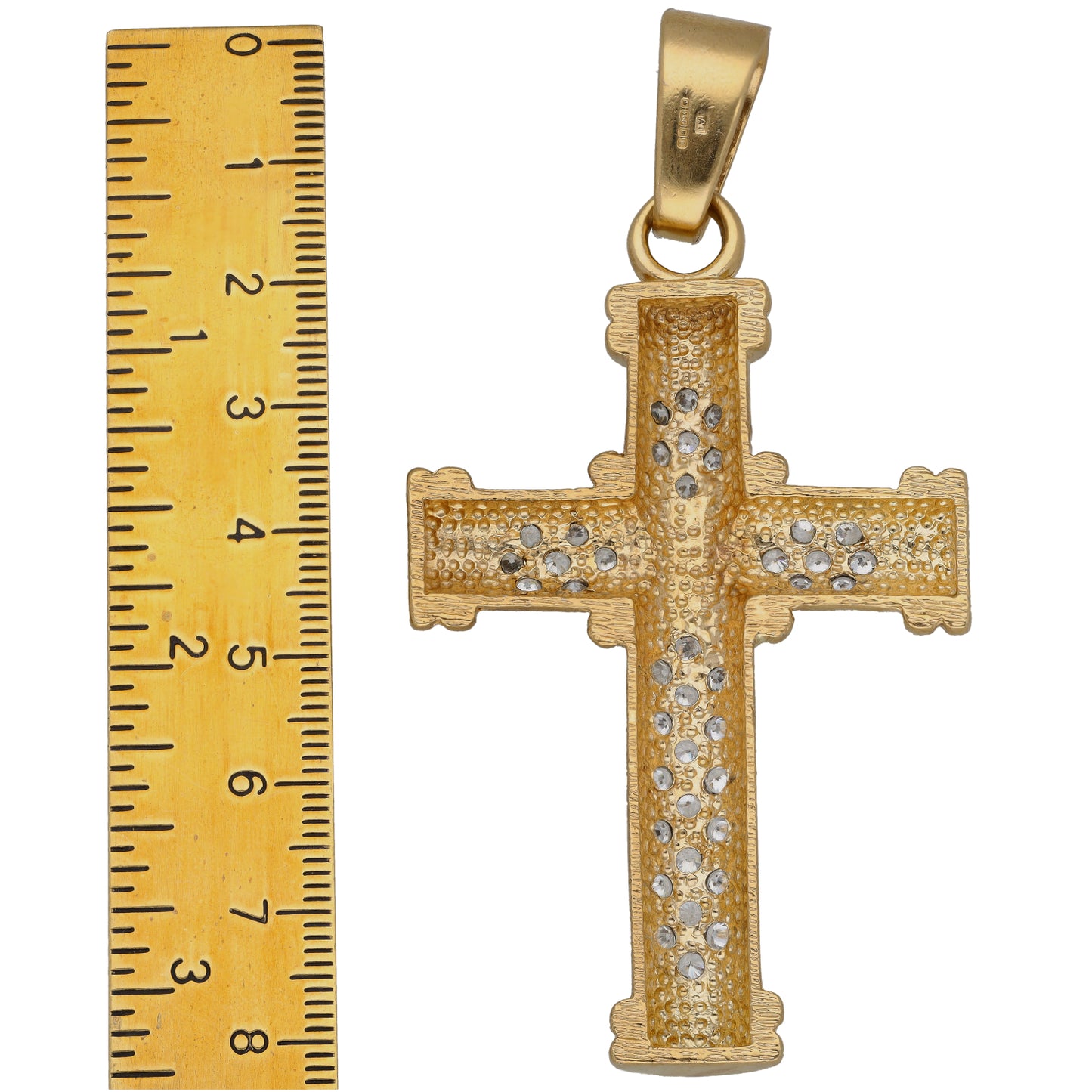 9ct Gold Cubic Zirconia Cross Pendant