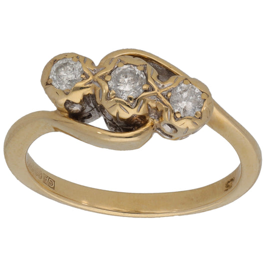 9ct Gold 0.25ct Diamond Trilogy Ring Size M