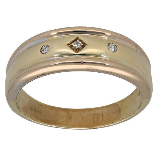 14ct Gold 0.03ct Diamond Patterned Wedding Ring Size S