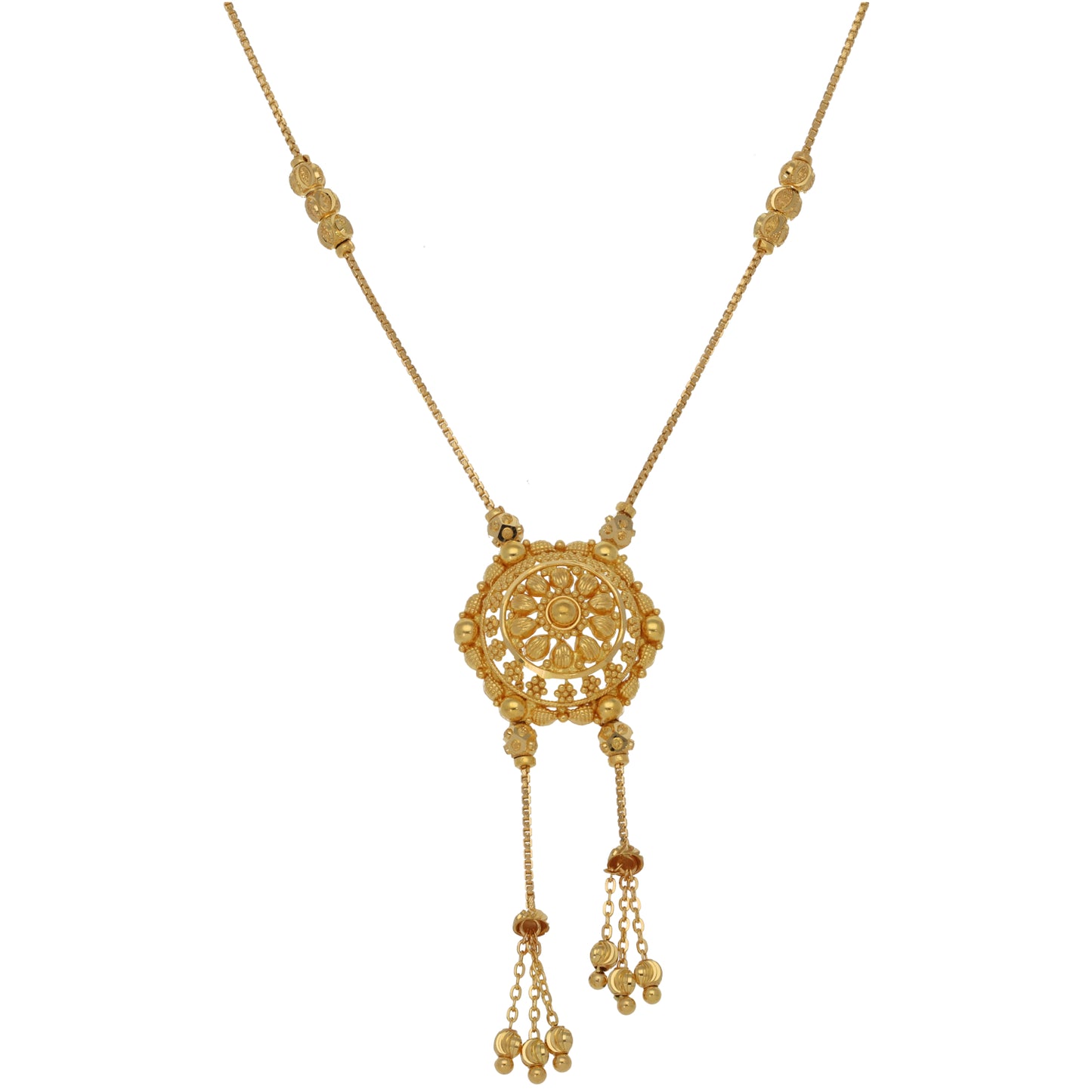 New 22ct Gold Hexagonal Tassel Necklace 18"