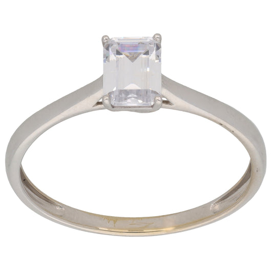 9ct White Gold Cubic Zirconia Single Stone Ring Size W