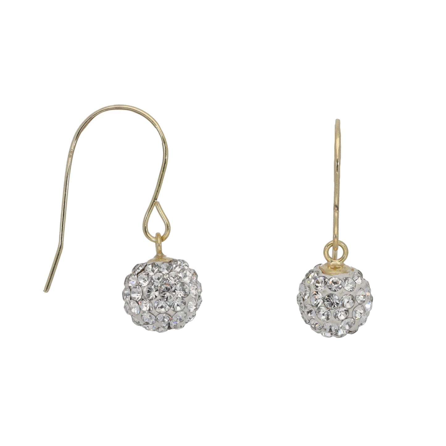 9ct Gold Crystal Ball Drop Earrings