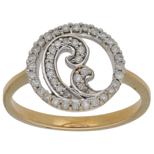 9ct Gold 0.355ct Diamond Dress/Cocktail Ring Size N