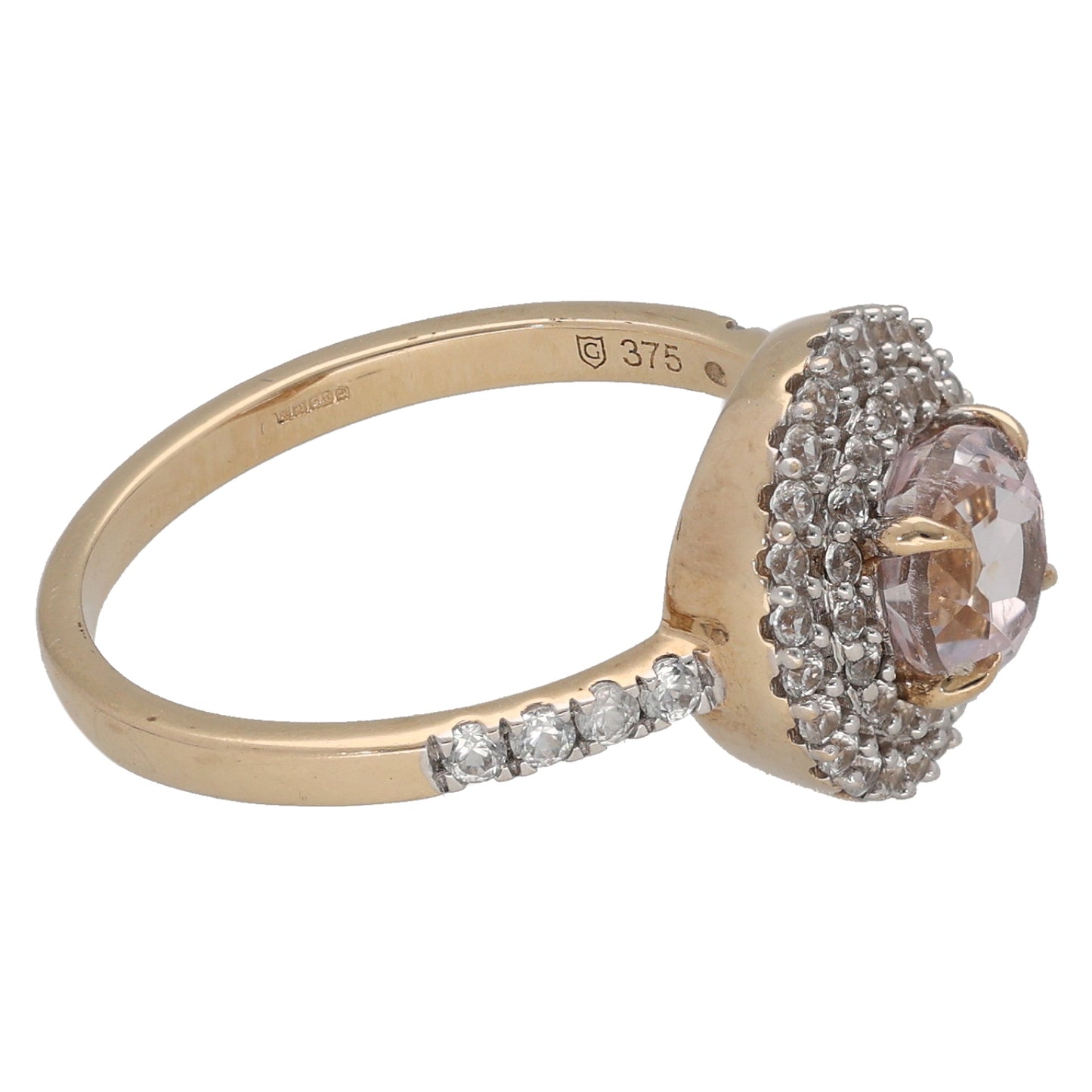9ct Gold Kunzite & Imitation Gems Dress/Cocktail Ring Size N