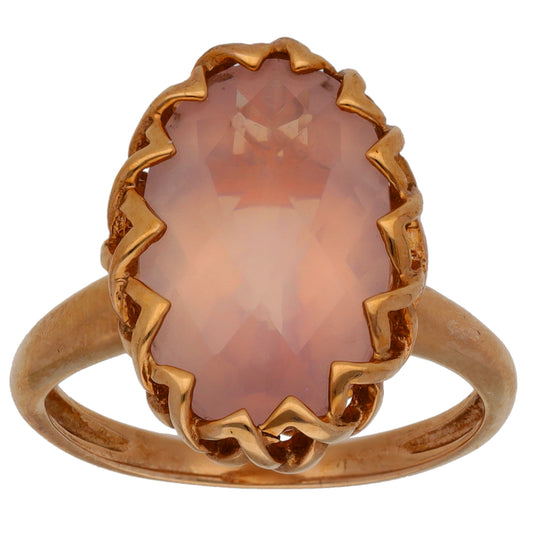 9ct Gold Quartz Single Stone Ring Size O