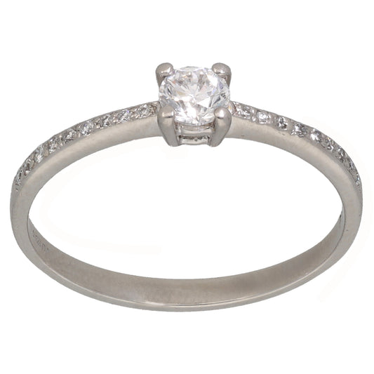 Platinum 0.32ct Diamond Solitaire Ring With Accent Stones Size O