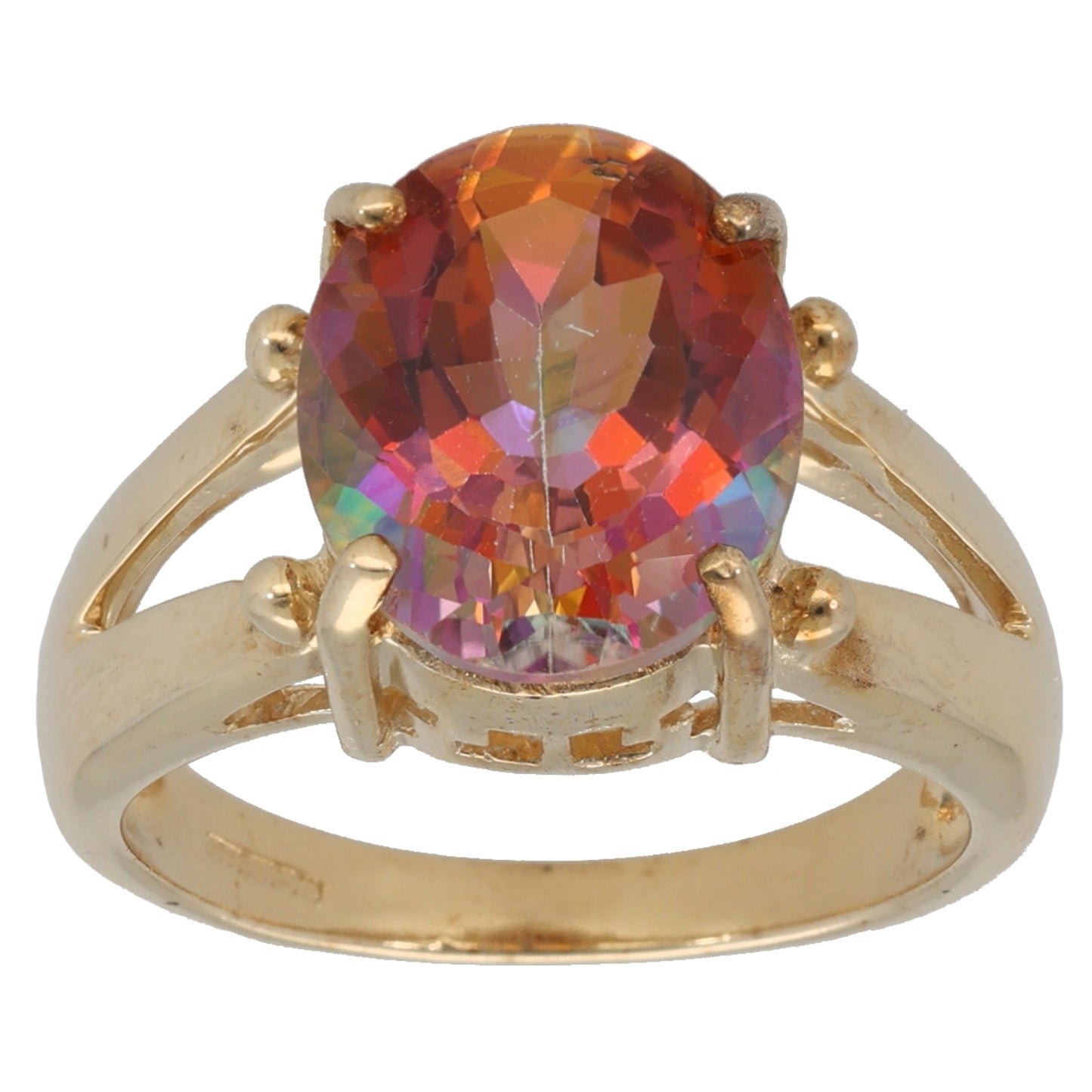 9ct Gold Coated Topaz Single Stone Ring Size N