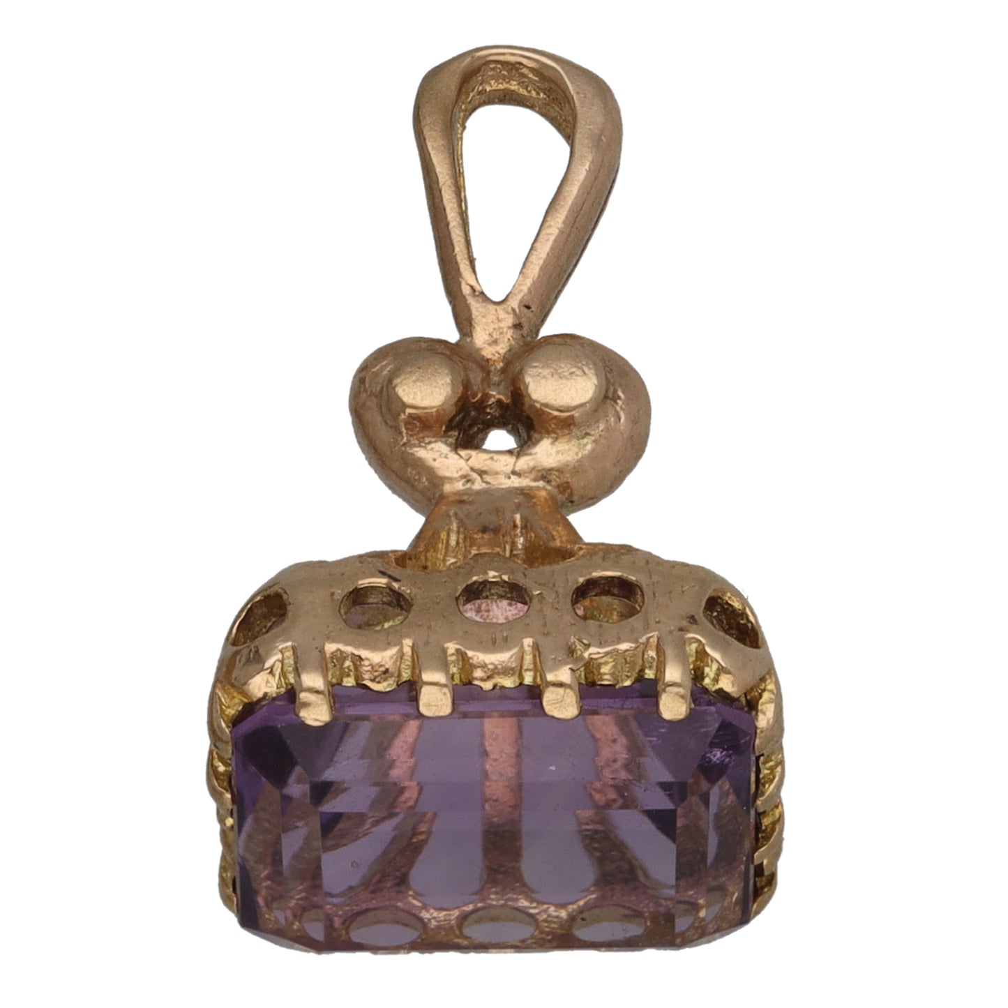 9ct Gold Amethyst Fob Pendant