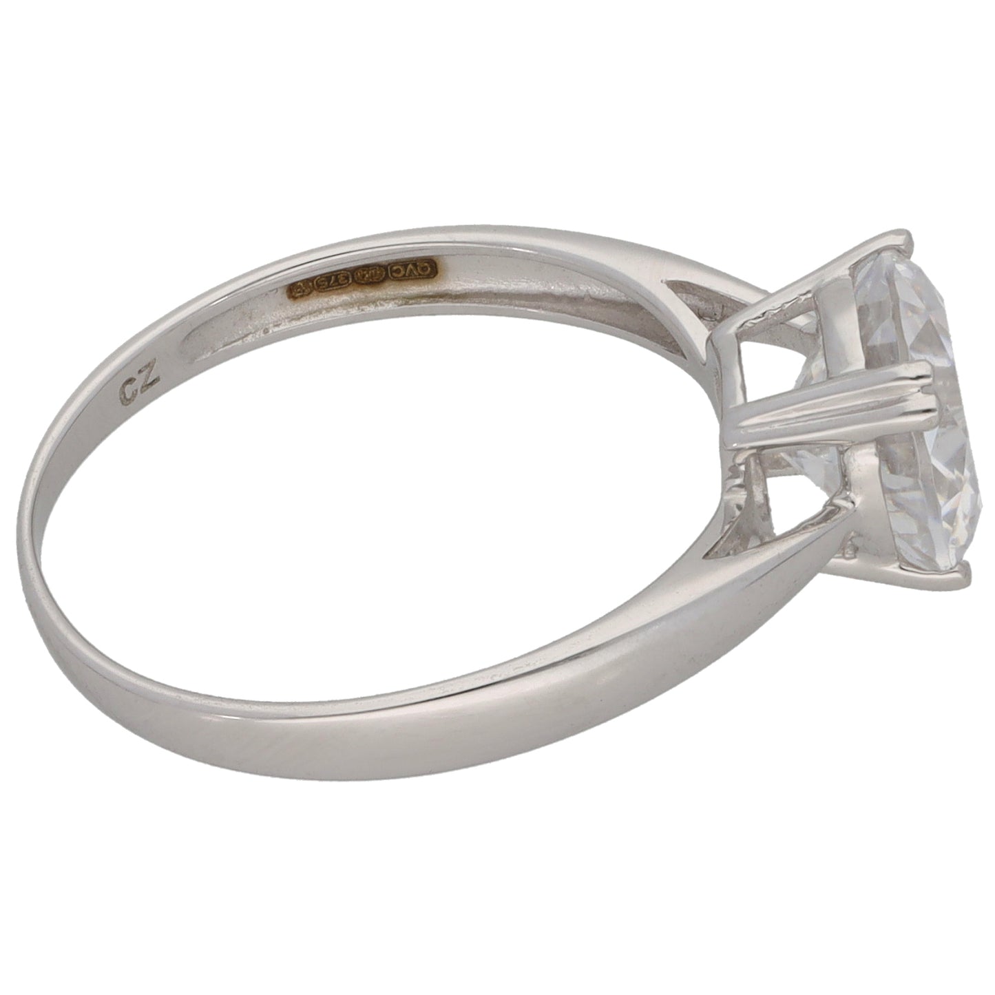 9ct White Gold Cubic Zirconia Single Stone Ring Size M